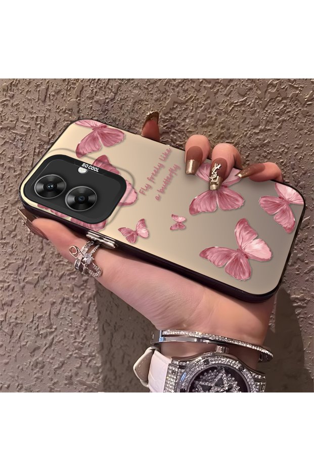 Realme Note 60 Compatible Hard Acrylic Back Silicone Edge Lens Protection Butterfly Case