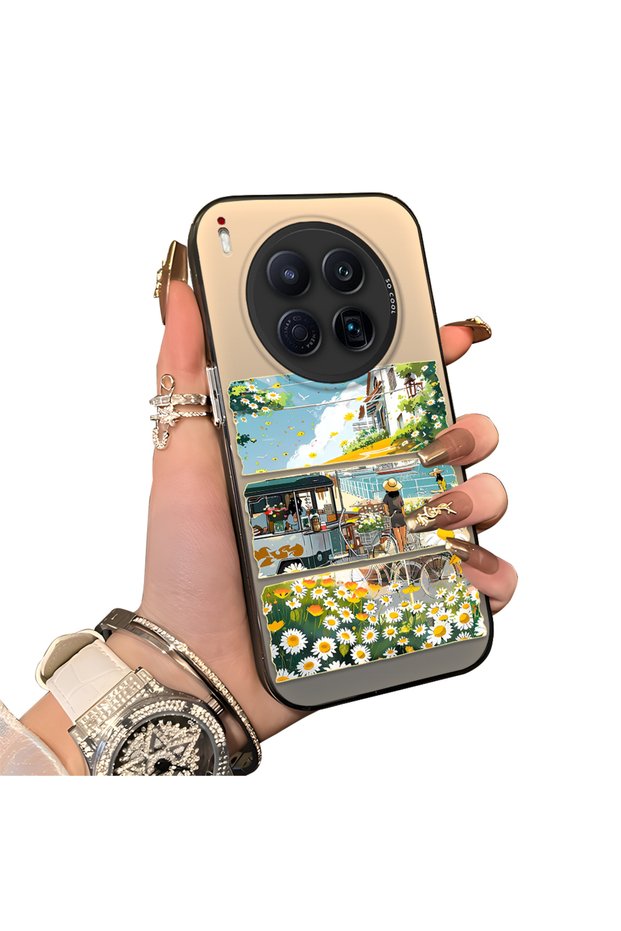Tecno Camon 40 Premier Compatible Hard Acrylic Back Silicone Edge Lens Protection Daisy Case