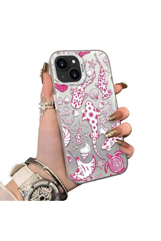 iPhone 13/14 Compatible Hard Acrylic Back Silicone Edge Lens Protection Stylish Print Case