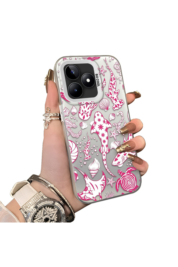 Realme C51/C53 Compatible Hard Acrylic Back Silicone Edge Lens Protection Stylish Print Case