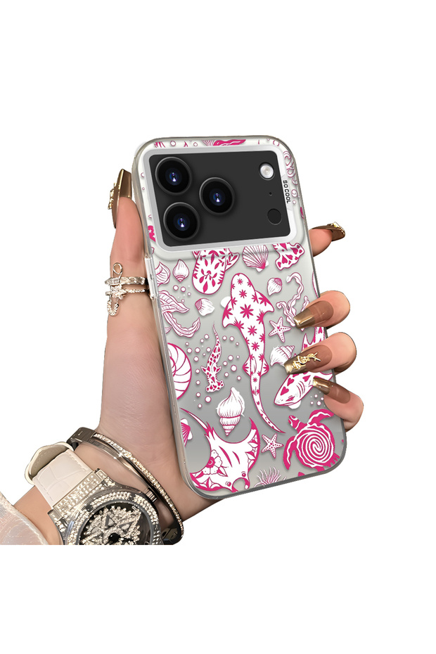 iPhone 17 Pro Compatible Hard Acrylic Back Silicone Edge Lens Protection Stylish Print Case