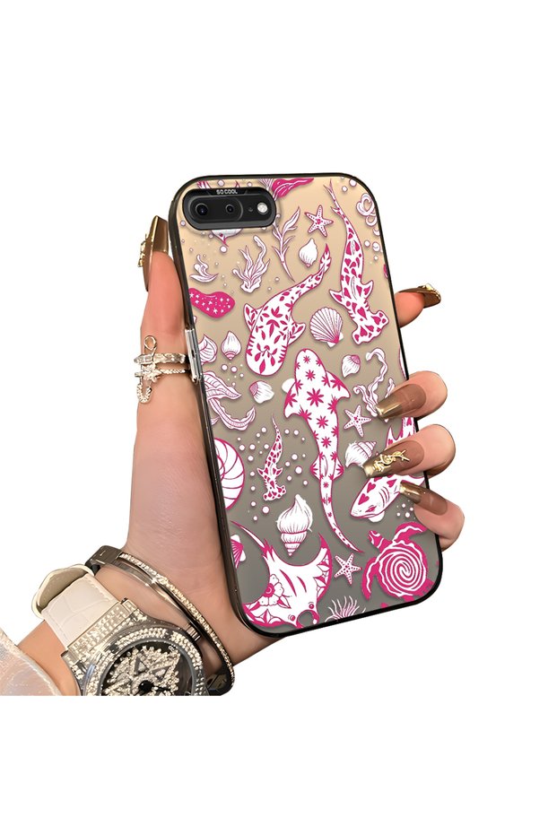 iPhone 7 Plus/8 Plus Compatible Hard Acrylic Back Silicone Edge Lens Protection Stylish Print Case