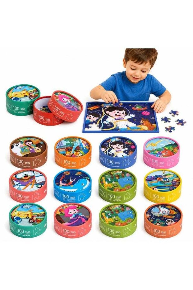 Pack of 2 Jigsaw Puzzle for Kids Age 3+, Dinosaur Ocean & Forest Animal Themes, 100 Piece Educational Brain Teaser Set, Learning Activity Game for Boys Girls