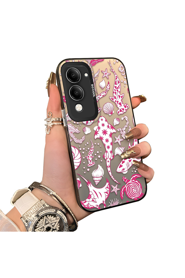 Vivo Y04 Compatible Hard Acrylic Back Silicone Edge Lens Protection Stylish Print Case