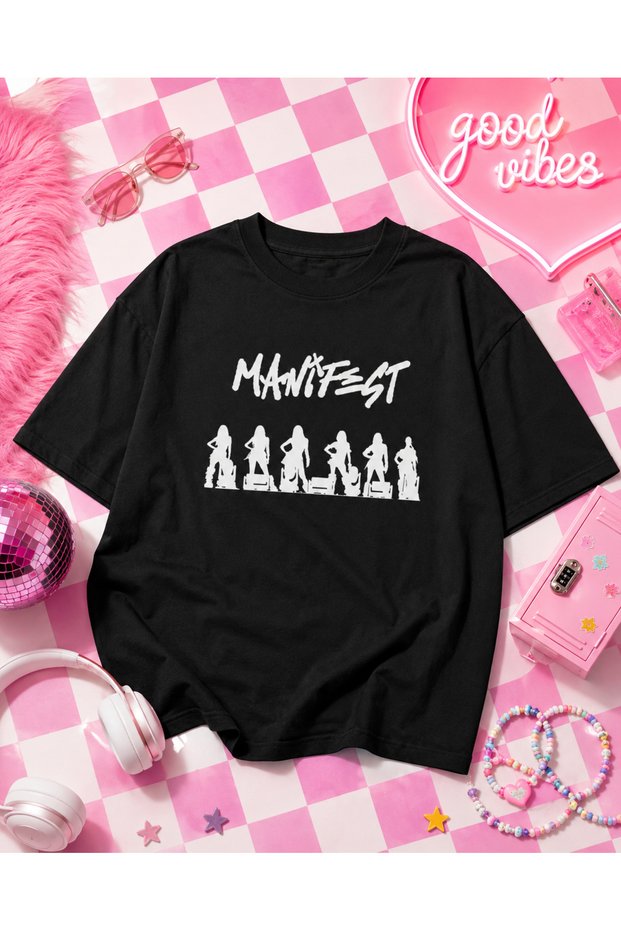 Manifest Group Printed Oversize T-Shirt Unisex 80% Cotton Boxy Fit Streetwear T-Shirt Thick Textured