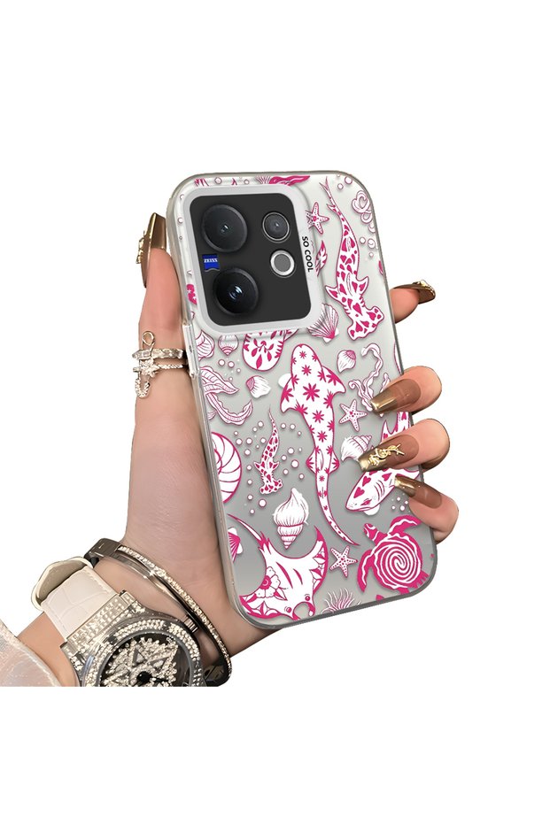 Vivo V60 Compatible Hard Acrylic Back Silicone Edge Lens Protection Stylish Print Case