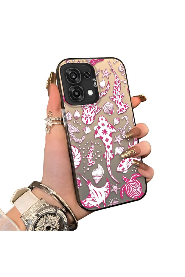 Oppo A6 Pro 4G/5G Compatible Hard Acrylic Back Silicone Edge Lens Protection Stylish Print Case