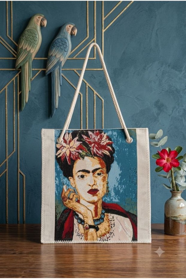 Woven Jacquard Tapestry Fabric Shoulder and Beach Bag Shepherd Stitched Istanbul