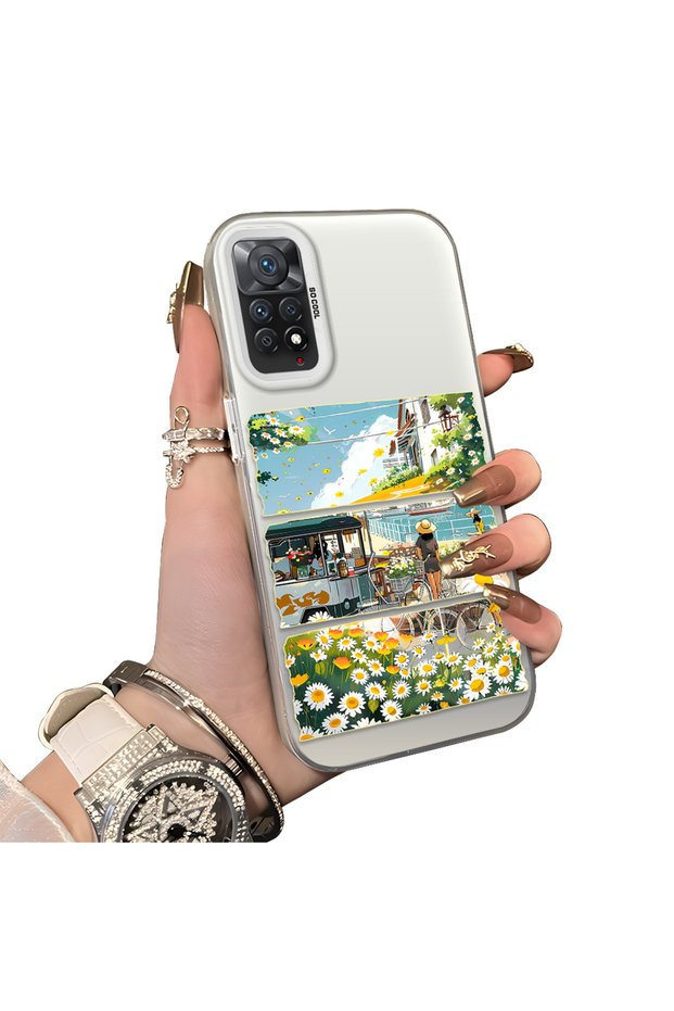 Xiaomi Redmi Note 12 Pro 4g Compatible Hard Acrylic Back Silicone Edge Lens Protection Daisy Case