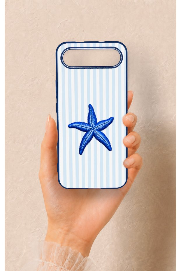 Tecno Spark Slim Compatible Blue Starfish Patterned Silicone Case