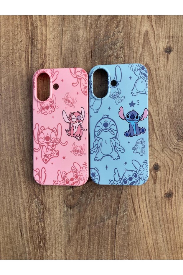iPhone 17/17 Stitch Angel Couple Case (2 Cases in Total) (Velvet Suede Inside, Launch Silicone)