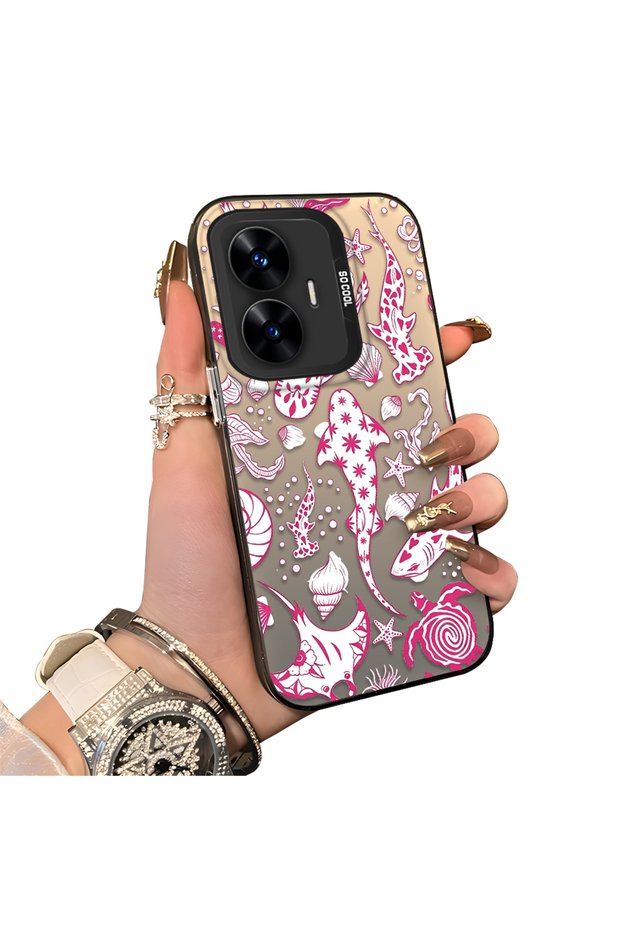 Realme C55 Compatible Hard Acrylic Back Silicone Edge Lens Protection Stylish Print Case