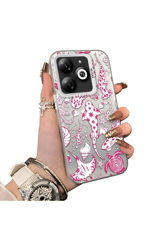 Tecno Spark 20C Compatible Hard Acrylic Back Silicone Edge Lens Protection Stylish Print Case
