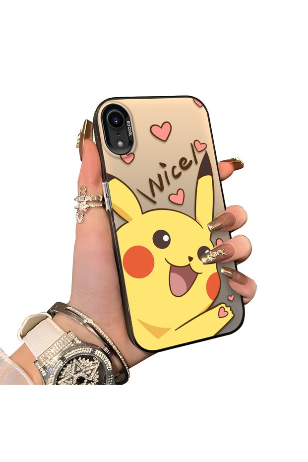 iPhone Xr Compatible Hard Acrylic Back Silicone Edge Lens Protection Cartoon Case