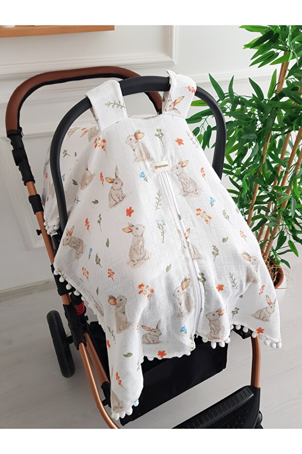 Stroller Cover with Zipper, Muslin, Newborn Baby Products