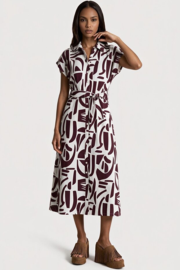 Msn Women's Midi Double-Breasted Dress