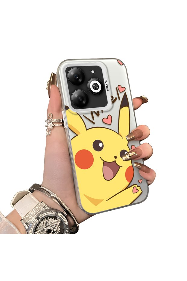 Tecno Spark 20C Compatible Hard Acrylic Back Silicone Edge Lens Protection Cartoon Case