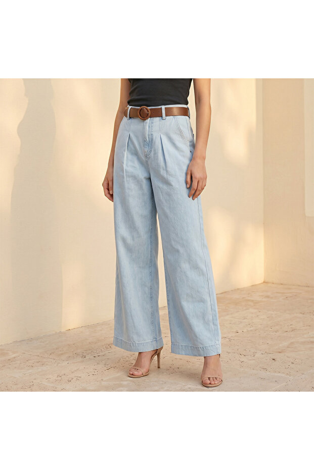 BELTED TENCEL WIDE LEG