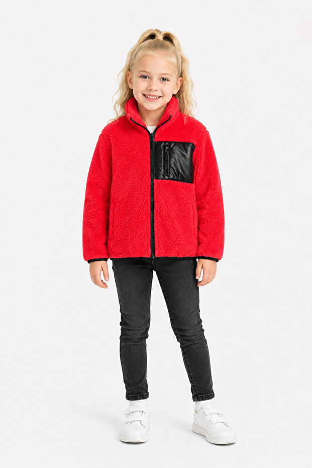 Children's Zippered Unisex Lamb Wellsoft Plush Jacket with Elastic Cuffs