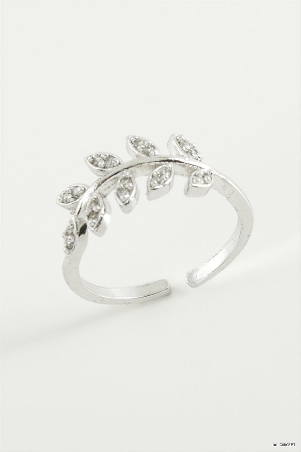 CONCEPTA Leaf-Shaped Ring with Zircon (163054) Silver-Colored