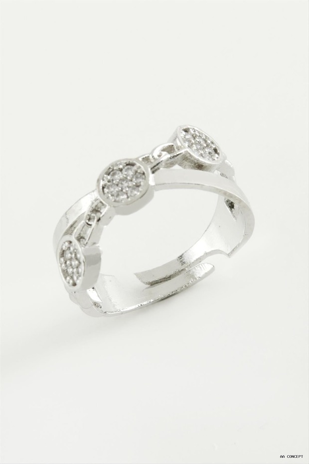 CONCEPTA Cross-Shaped Round Zircon Ring (163106) Silver Color
