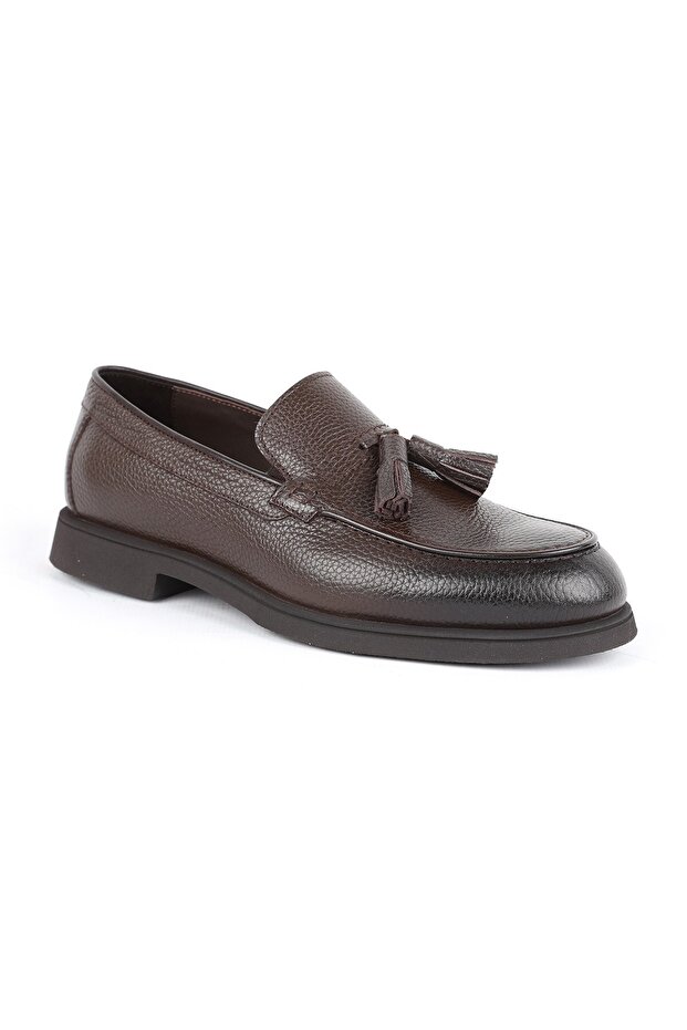 Men's Loafer Shoes Genuine Leather Tasseled Moccasins Stitched Practical Slip-On Lightweight Flexible Eva Sole L591