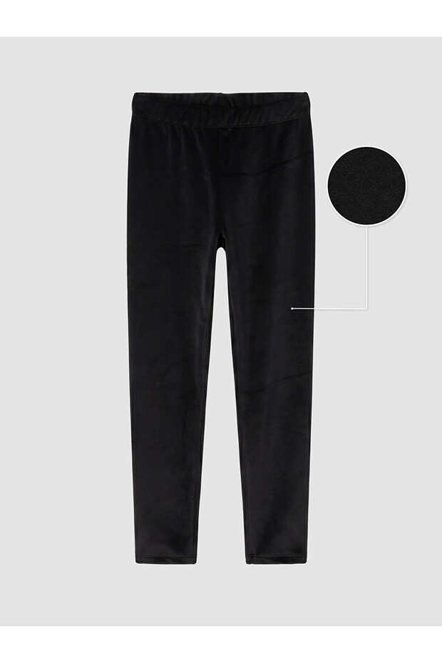 Two Mt Shop Quality Black Velvet Girls' Leggings with Elastic Waistband