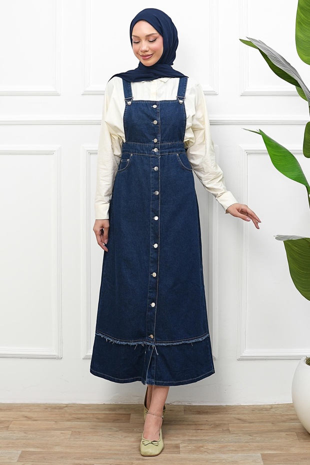 Dark Blue Skirt with Tassels Denim Gilet
