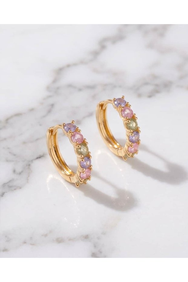 Belliora Colorful Zircon Stone Hoop Steel Xuping Earrings