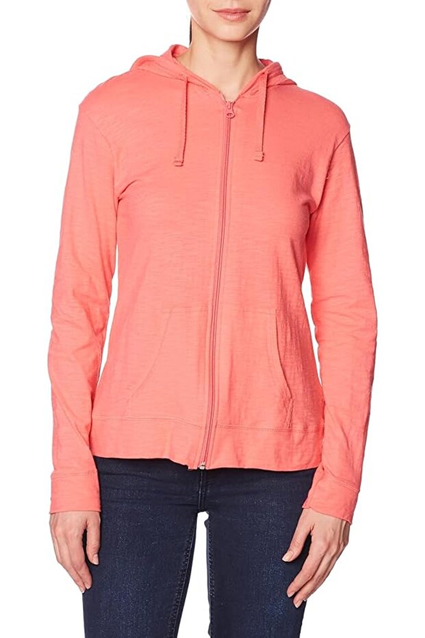 Hanes Women's Jersey Zipper Hooded Sweatshirt, Dark Brown Color, Size Xxl, Very High Collar