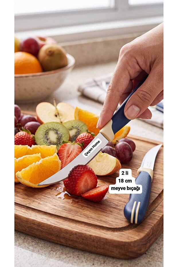18 cm Serrated Fruit and Vegetable Knife Set - Double Economic Kitchen Knife