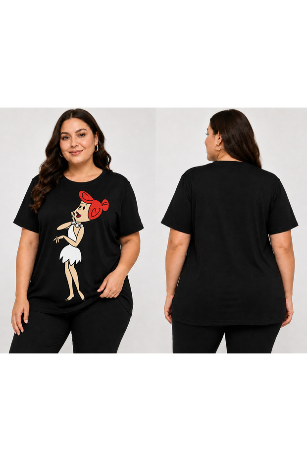 Women's Oversize T-Shirt Vilma Printed 100% Cotton T-Shirt Large Size Comfortable Fit