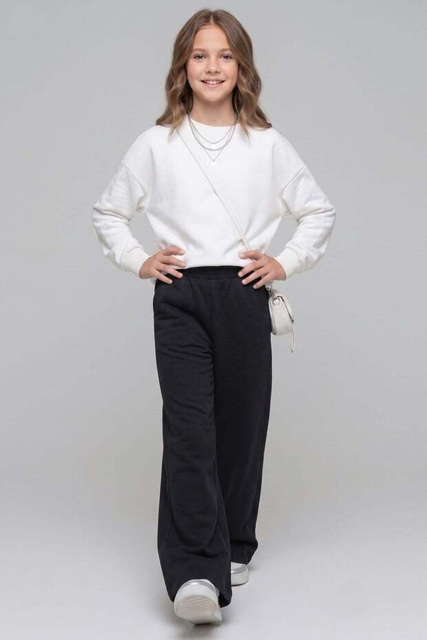 Girl's 11-15 Years Old Basic Palazzo Sweatpants Black