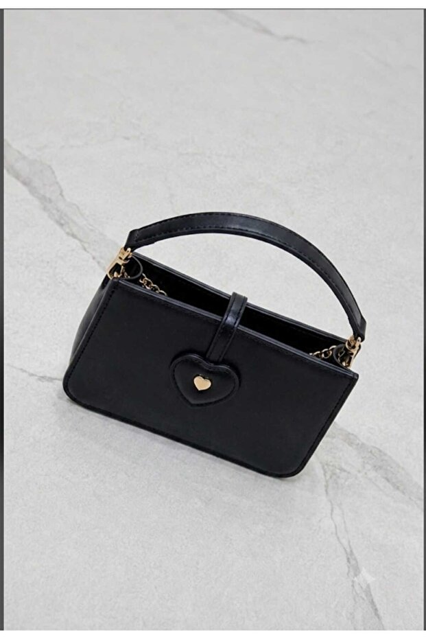 Women's Heart Detail Chain Strap Hand and Shoulder Bag