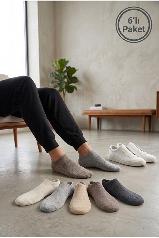 Men's invisible sneaker socks 6-pack - cotton non-slip heel socks