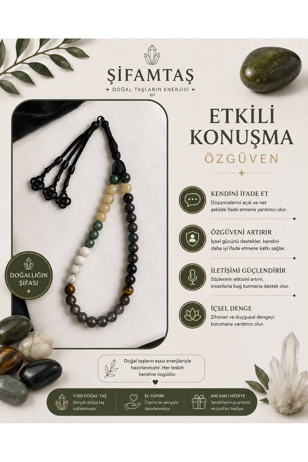 Effective Speech & Confidence Natural Stone Prayer Beads