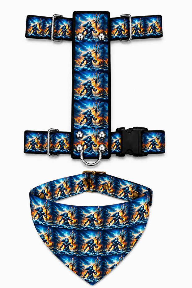 Adjustable Printed H-Type Chest Harness Set with Scarf