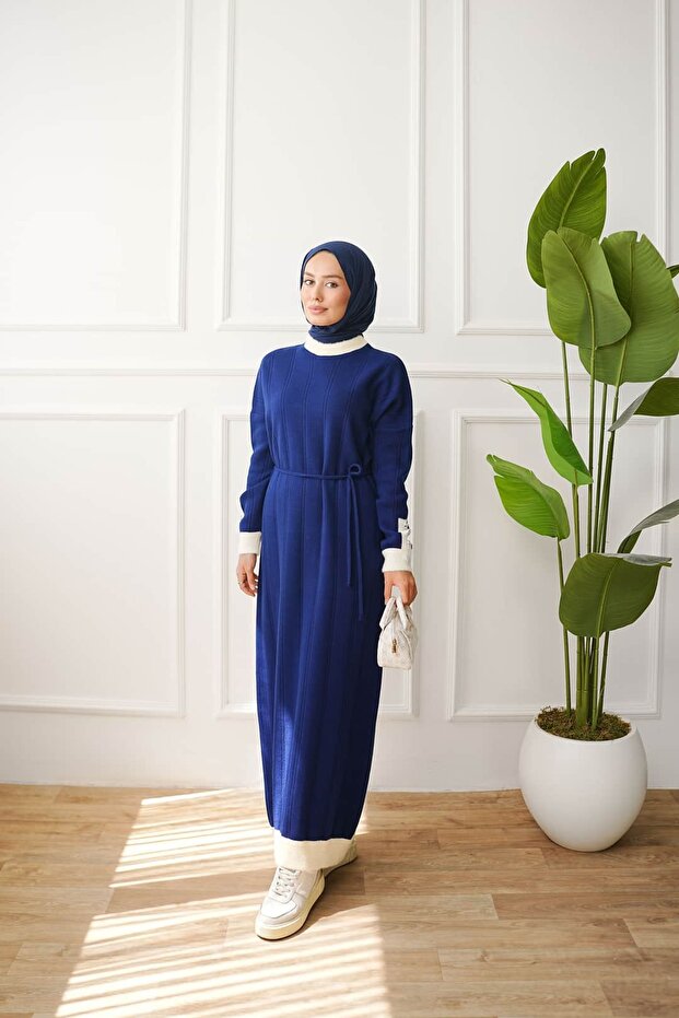Angora Detailed Knitwear Dress with Buttoned Sleeves Anka261047