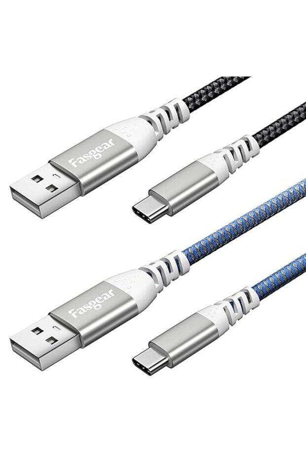 كابل من فاسجير بطول 5 متر نوع USB متوافق مع هاتف ذكي | شحن سريع، مغطى بالنايلون، متوافق مع وحدة تحكم
