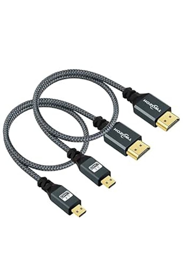 كيبل 4K مايكرو HDMI الى HDMI بطول 15 قدم، سلك مضفر عالي السرعة من HDMI الى مايكرو HDMI يدعم 3D 4K/60