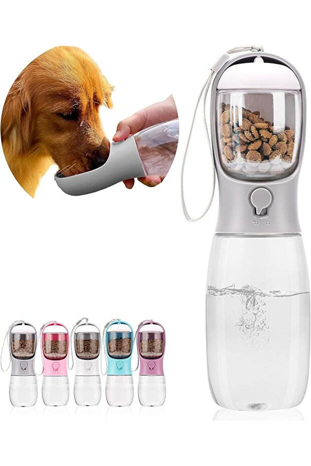 Portable Pet Water Bottle with Drinking and Feeding Function, Outdoor Portable Water Bottle for Pets