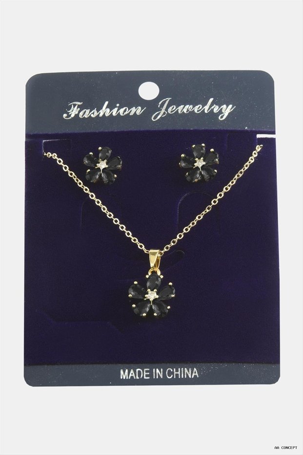 CONCEPTA Daisy Zircon Stone Set (13200) Necklace, Black