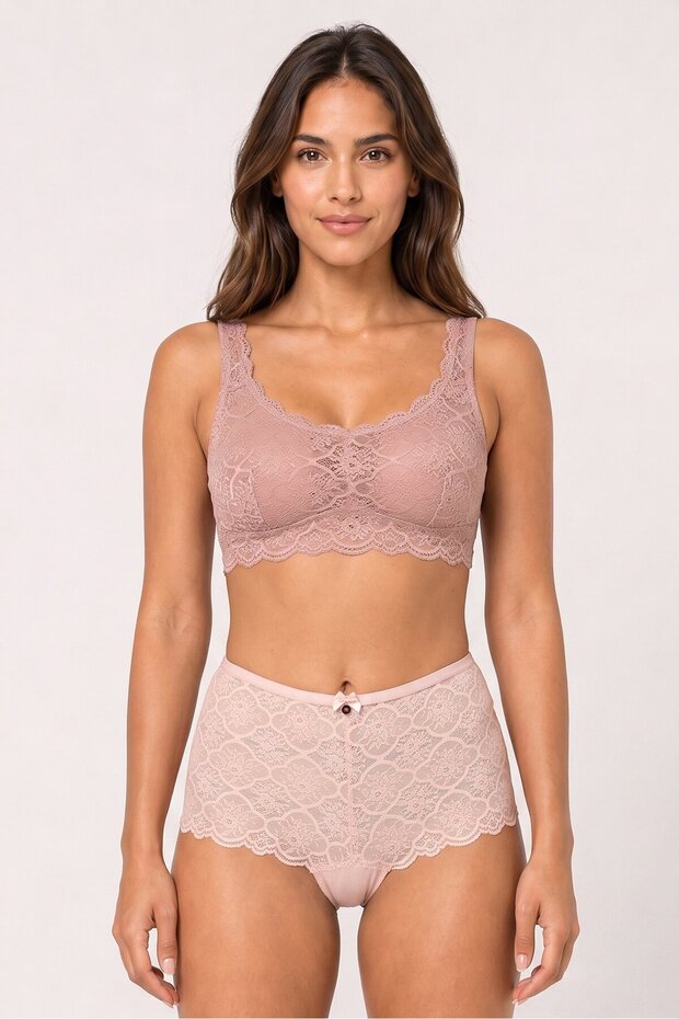 Women 3 Pcs Textured Lace BoyShort, Multicolor