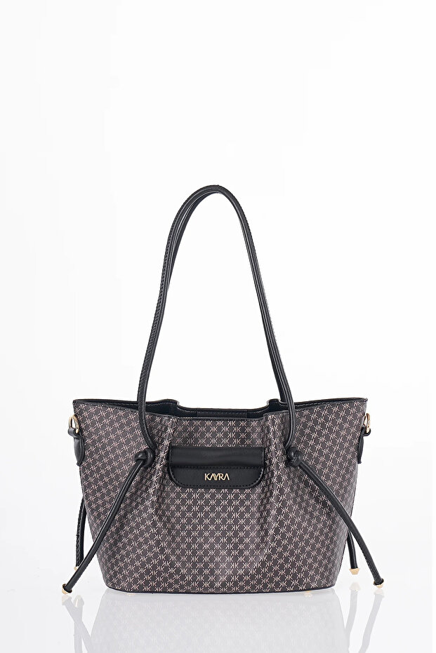 Drawstring Detailed Shoulder Bag Black