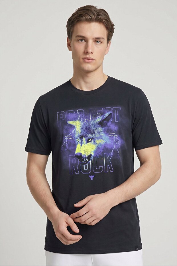 x Project Rock Men Loose Fit Short Sleeve Outdoor T-Shirt, Black