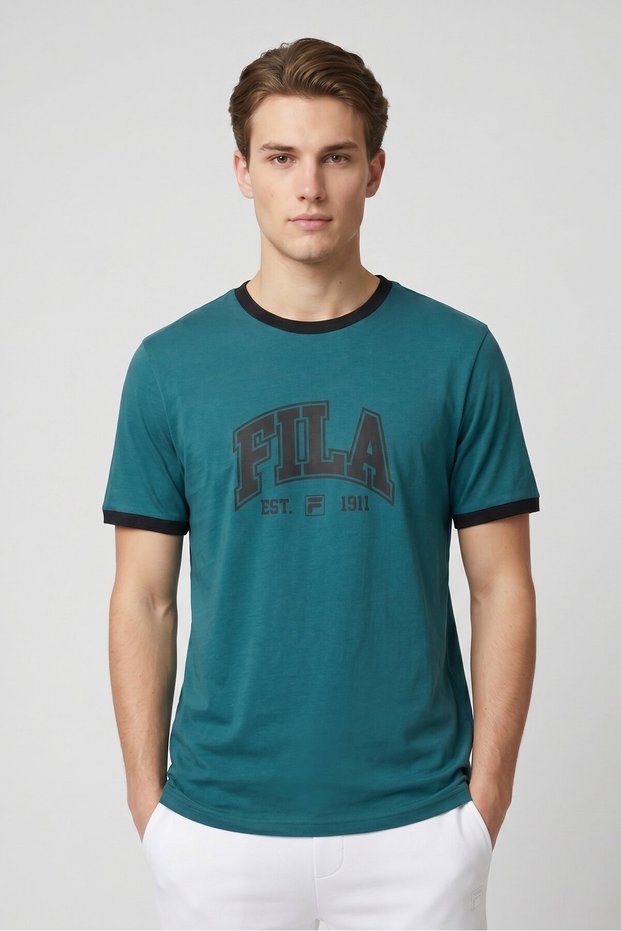 Men Sportswear Fit Short Sleeve Outdoor T-Shirt, Teal Green