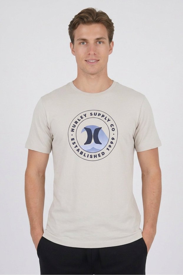 Men Sportswear Fit Short Sleeve Outdoor T-Shirt, Beige