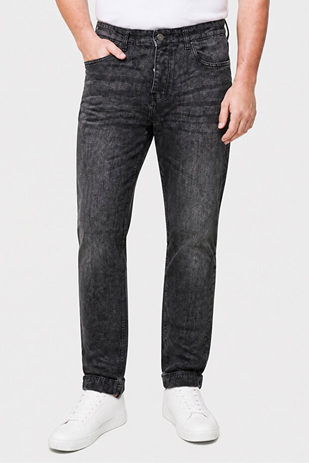 Men Regular Fit Washed Non-Stretchable Jeans, Charcoal
