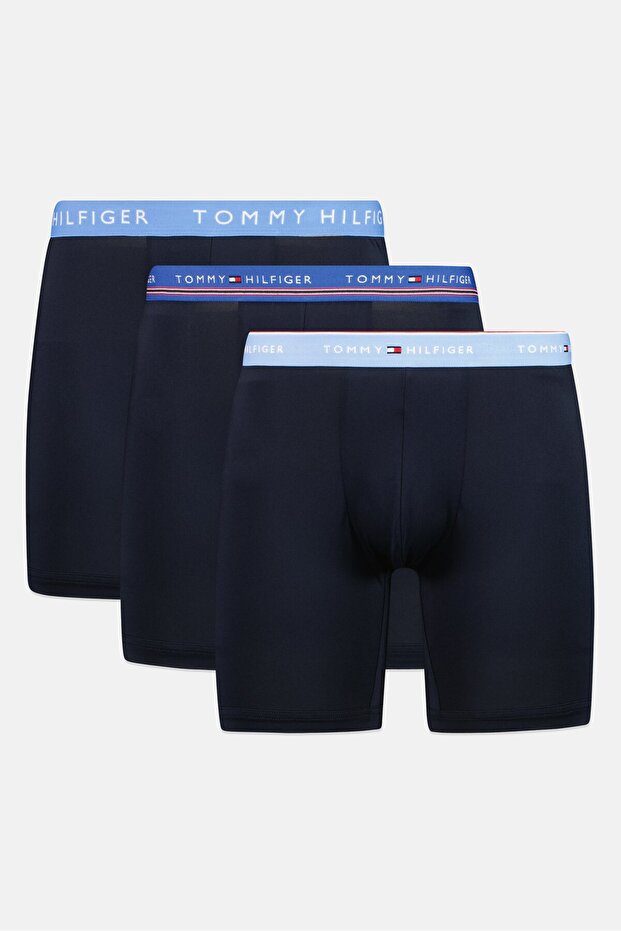 Men 3 Pcs Brand Logo Boxer Briefs, Blue