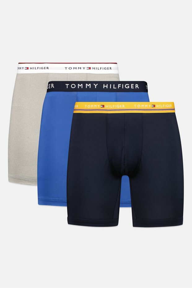 Men 3 Pcs Brand Logo Boxer Briefs, Multicolor